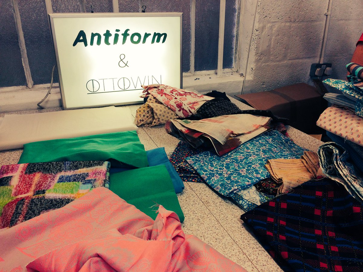 Fabric fun with <a href="/KateUzzell/">KateUzzell</a> in <a href="/antiformonline/">Antiform</a> studio. Exciting to riffle through the amazing stock selecting fabric for our collaboration!