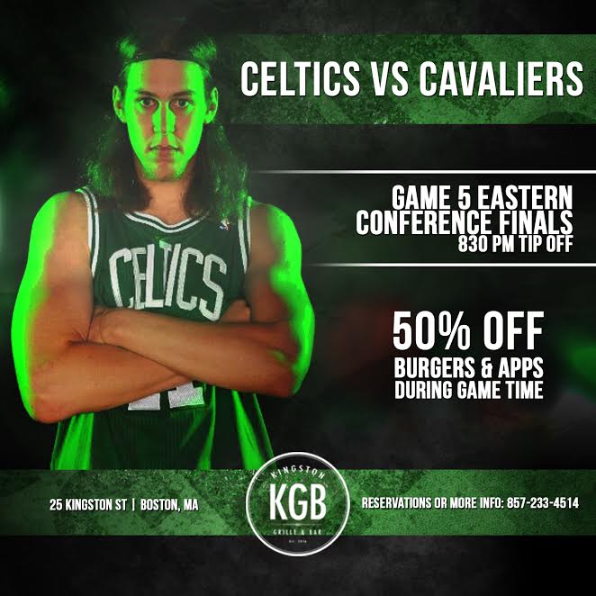 Come by tonight to watch the Celtics vs the Cavs!!