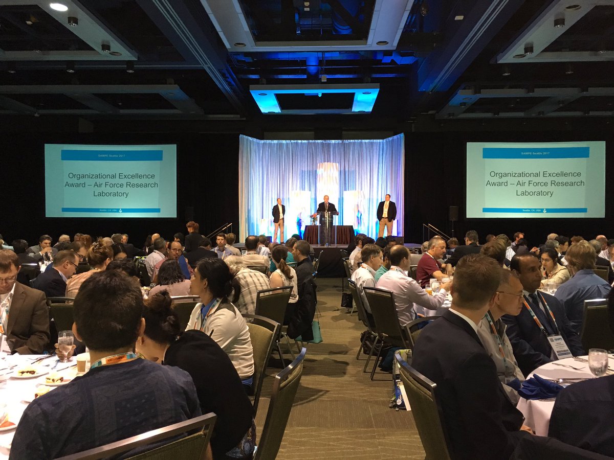 SAMPE's tweet photo. We are pleased to present the Organizational Excellence Award to Air Force Research Lab #sampe17 https://t.co/LqPd4fAHRx