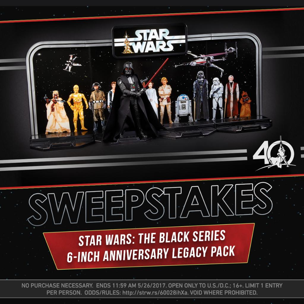 starwars's tweet image. RT for a chance to win a #StarWars: The Black Series 40th Anniversary Legacy Pack from @Hasbro! US only. #SW40thBlackSeriesSweepstakes