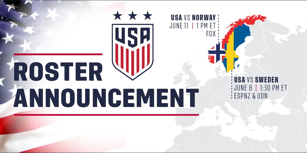 USWNT's tweet image. Your patience has paid off. The #USWNT roster for our two-game Scandinavian series is here!

Dig in 👉 ussoc.cr/46d8