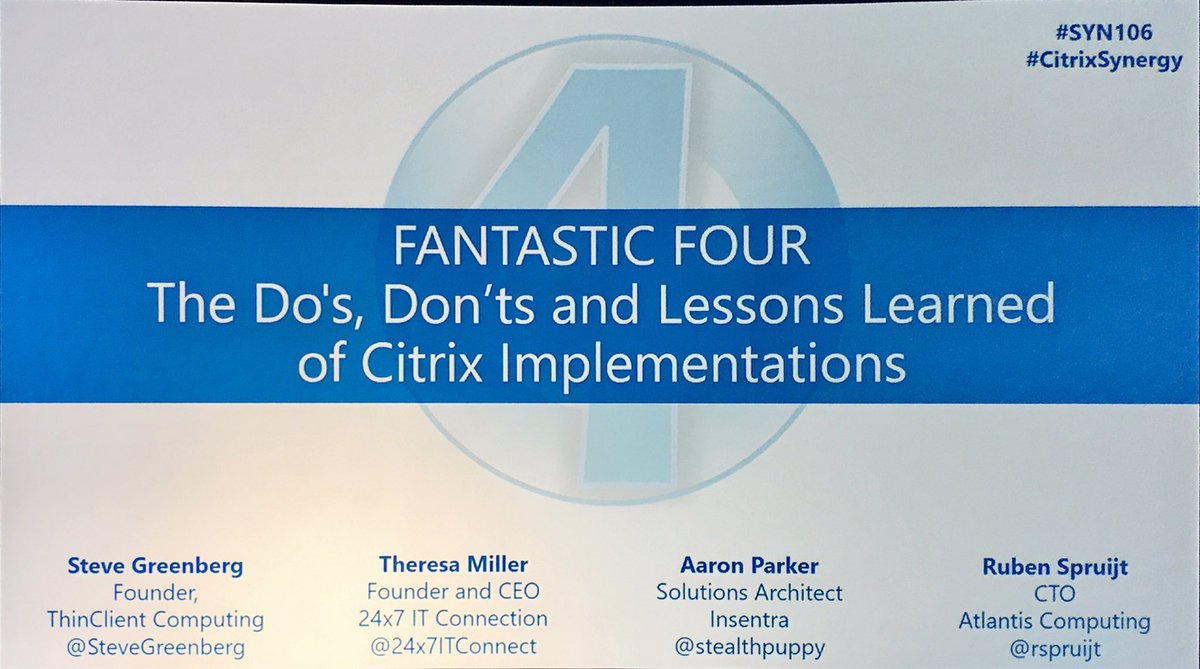 VDIHacker's tweet photo. @stevegreenberg @24x7ITConnect @stealthpuppy @rspruijt just finished the best team session at #CitrixSynergy #SYN106 https://t.co/JTYqo9FOBW
