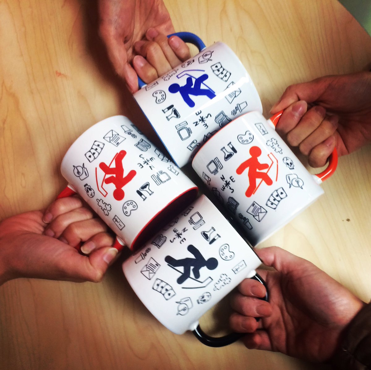 lvespirit's tweet image. A full set of "Escape Room Doodles" mug for team @Escapers4G !