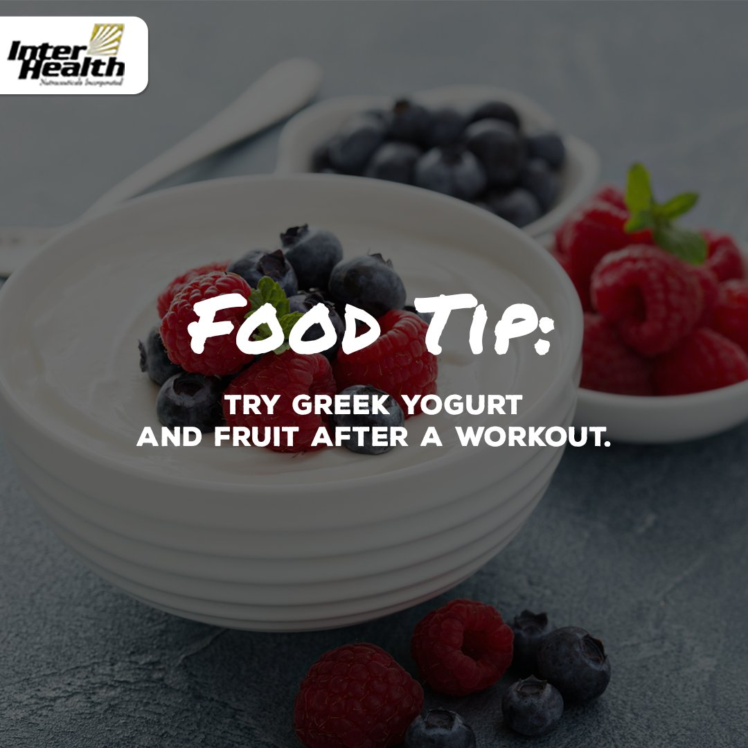 InterHealthNI's tweet image. Greek yogurt and fruit is a great snack to eat after a workout. Yogurt is full of protein and the fruit contains energy-boosting carbs.