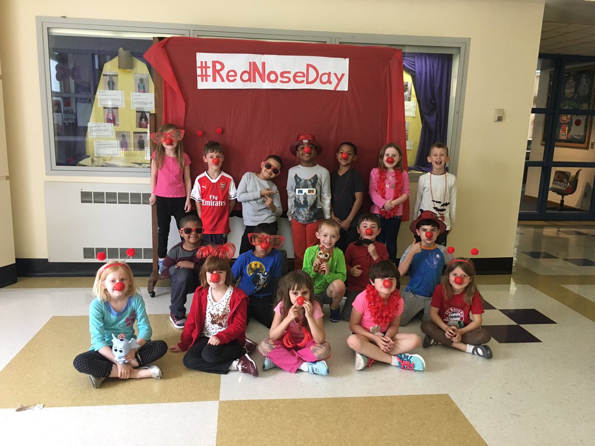 MsRumbleSL's tweet photo. Our first graders supporting #rednoseday! @syracuselatin https://t.co/lkeWw4PDti
