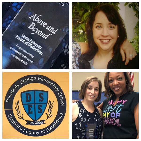 youngeducator30's tweet photo. Proud to honor Laura Peterson's memory with the 1st "Above &amp; Beyond" award @DunwoodySprings -Rachael Halpern is most deserving! #missingyou https://t.co/1Tw9c1Mbau