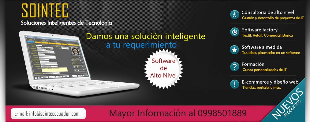 sointec_ec's tweet photo. Tus ideas las convertimos en un potente software! 0998501889 @chutamasbarato @todoventas_ec @LucioGutierrez3 @ServiShopEc @ECUADOR_COMPRA https://t.co/35Z9EhmbMi