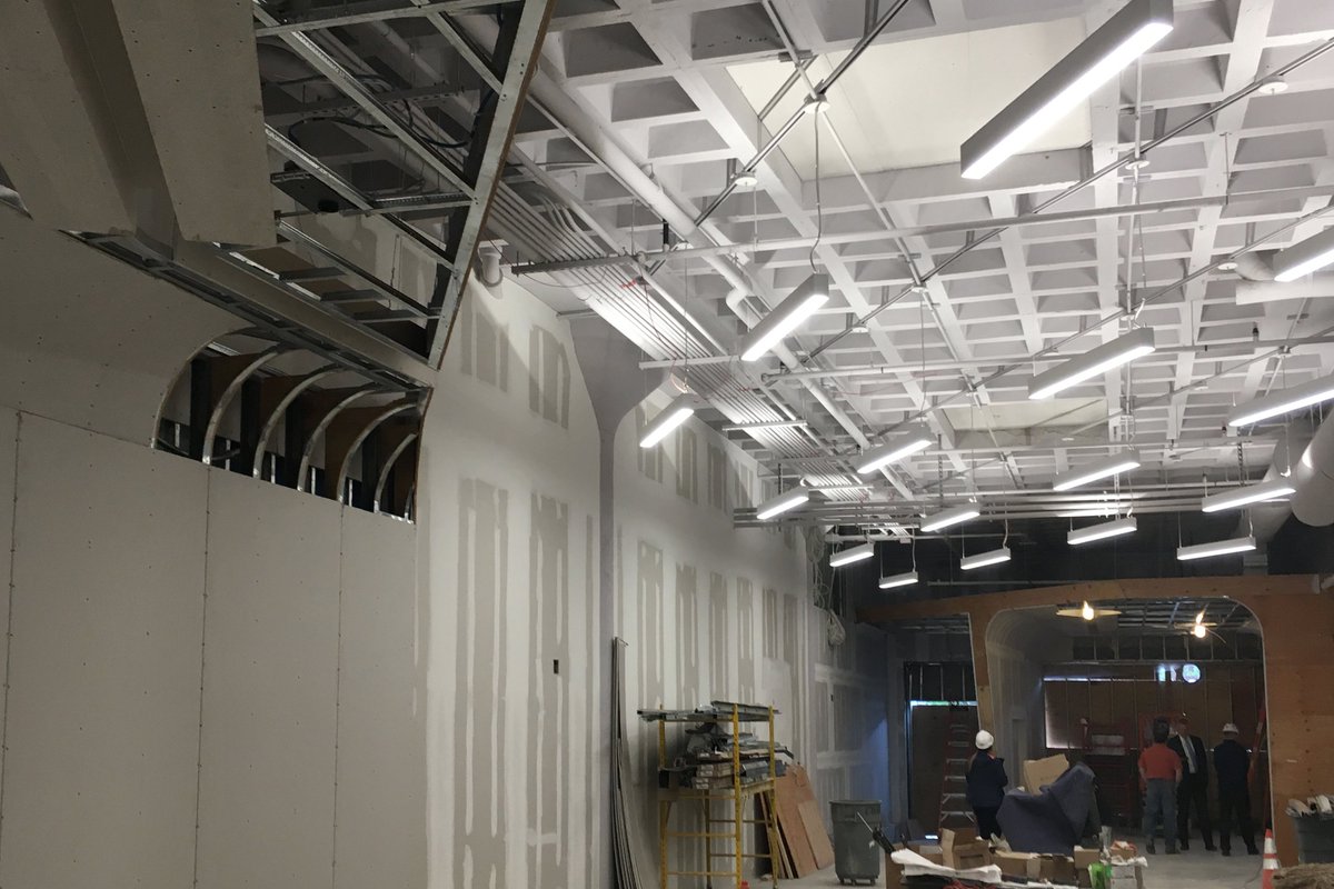 mergearch's tweet image. It's been a while since we shared a construction photo... Gaming cafe getting ready for its debut. #balancepatch #wired #gameface #design