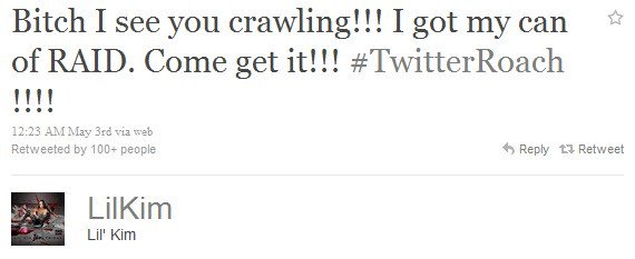 QuezNC's tweet photo. Queen Bee @LilKim I believe it's time to spray that raid you spoke of!!! #TwitterRoach https://t.co/FFpWGSnfic