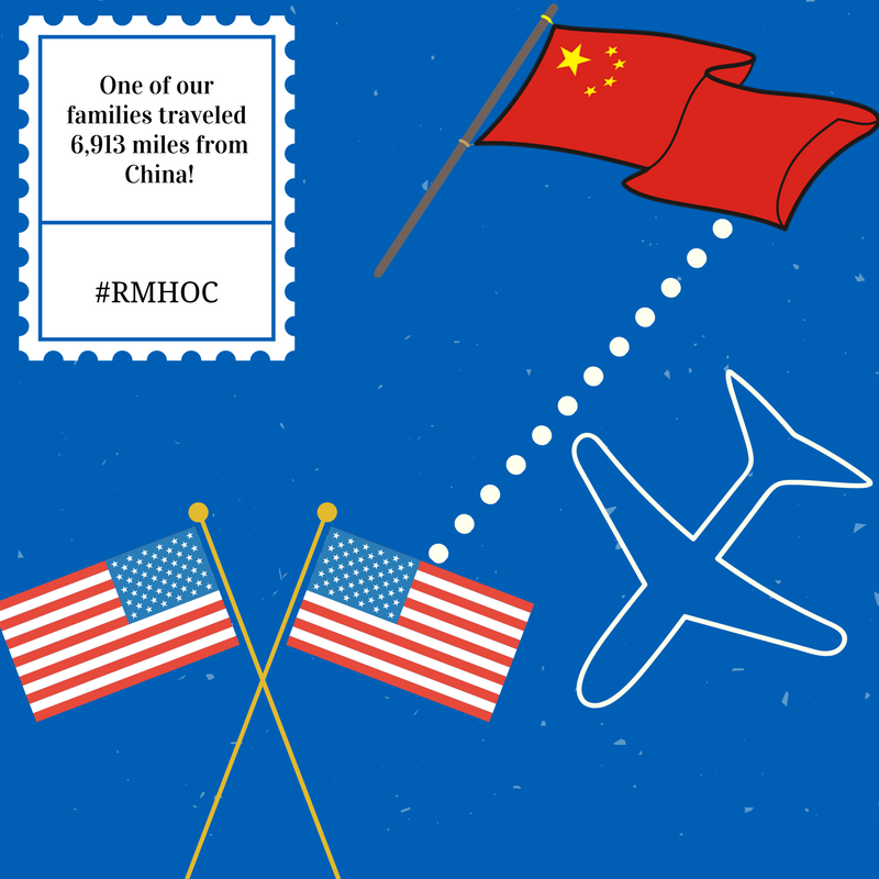 RonaldHouseOC's tweet photo. #TravelThursday...One of the families who stayed at our House traveled 6,913 miles from China! #DidYouKnow? #RMHOC #Keepingfamiliesclose https://t.co/xIBojDSe02