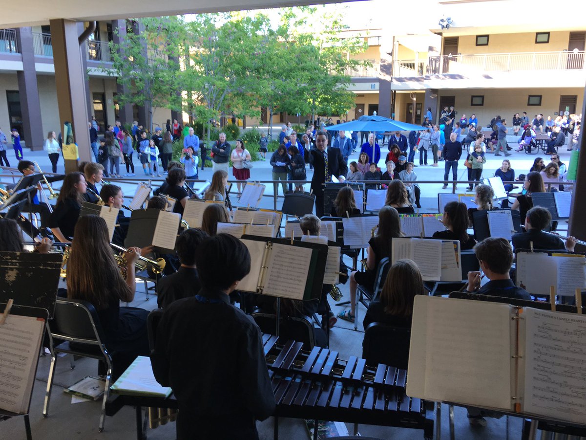 HillviewHawks's tweet photo. Hillview Concert Band warms up the crowd before Open House Star of the School Address! #MPCSD https://t.co/567zRRUL5q