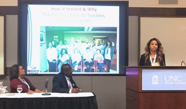 NCCUSOE's tweet photo. Drs. Dunston, Bull and Patterson present on the SOE's Competency Based Ed grant - which will provide NC TAs with another path for licensure. https://t.co/lC5fR6xhDg
