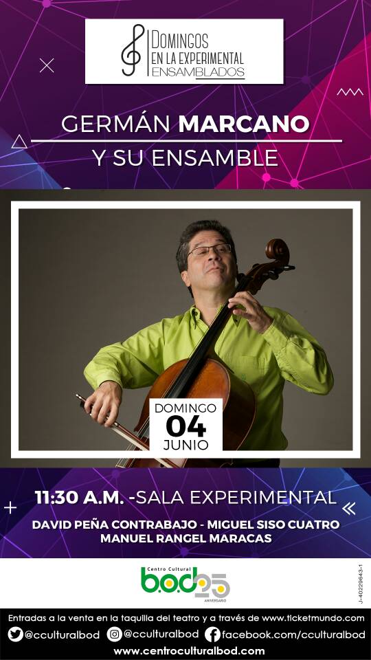 Nuestros Mtro. German Marcano y David Peña junto a otros grandes el 4/6 en el @CCulturalBOD
#OrgulloVenezolano  <a href="/marcanocello/">German Marcano</a> <a href="/zancudobass/">David Peña</a>
