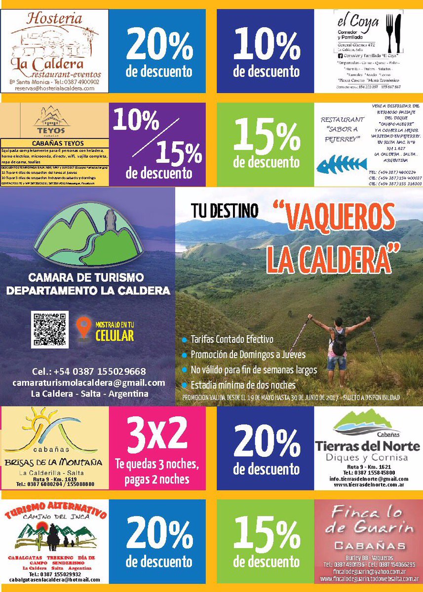Hasta el 30 de Junio disfruta de las mejores promos en Vaqueros y La Valdera #SaltatanLindaqueEnamora <a href="/Mecha_Dimi/">Mercedes Dimitricoff</a> <a href="/SaltaTurismo/">Martin perez turismo</a> <a href="/mepsalta/">#MarioErnestoPeña</a>
