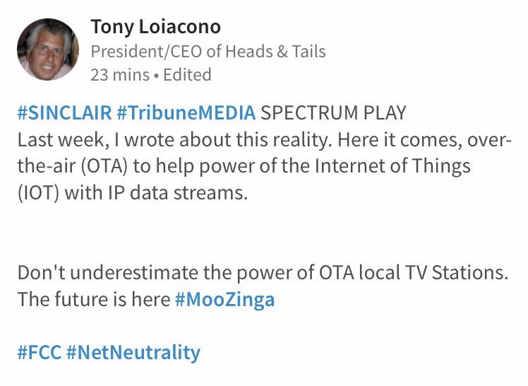 tonyloiacono's tweet photo. #SpectrumManagement #Sinclair
#DiversePathways โ๏ธ
#VR #IoT #AR #DataScience
#OTA #Innovators #smartcities
https://t.co/W2aoUNPHhh https://t.co/aMZgczGMtv