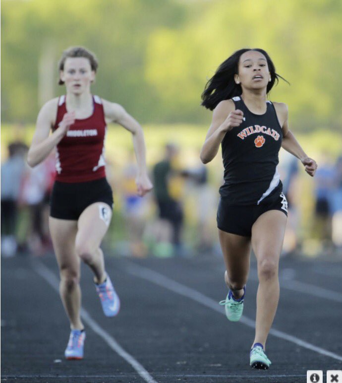 VGirlsTrack's tweet photo. Congrats to Sisi for qualifying in the 100 and 200 and breaking the school record in the 200!!!😈 #gocatz #statebound https://t.co/r8TZW3Zjd0