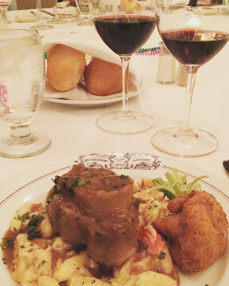 AntoinesNOLA's tweet photo. Onto our entree of Osso Buco w/Gnocchi topped w/a Red Wine Mushroom Sauce served w/Fried Cauliflower! #riseva #cabernetsauvignon @AnticaWine https://t.co/VSixQKg7h8