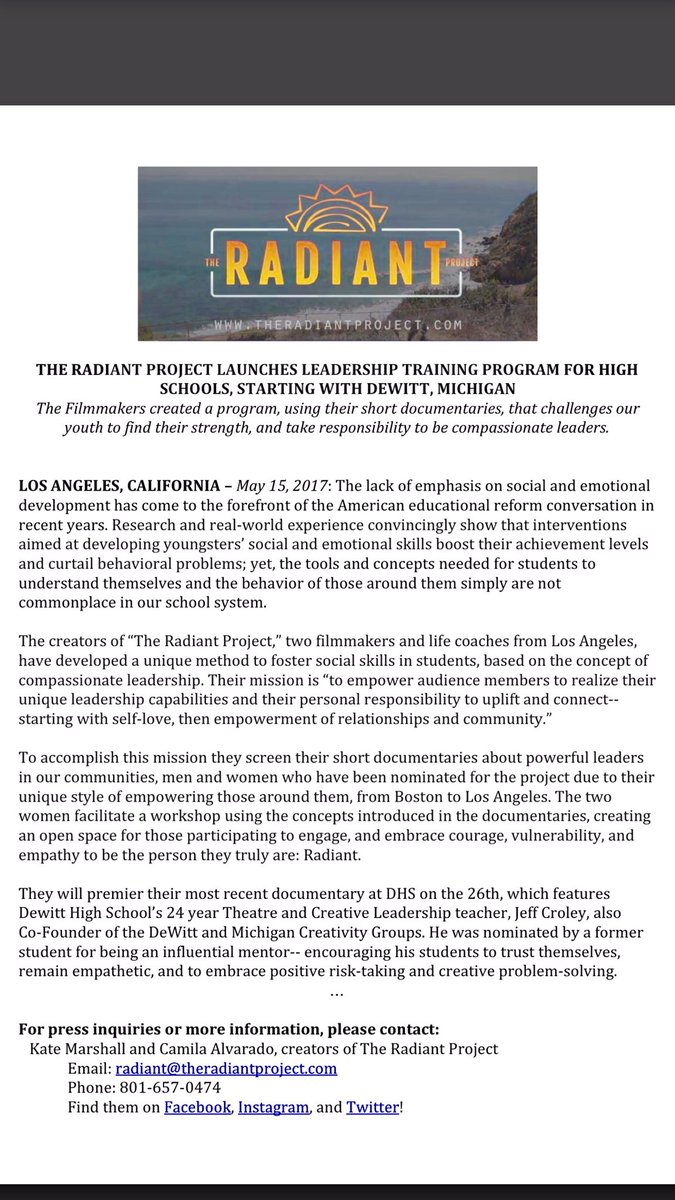 creativeOSI's tweet image. The Radiant Film Project from L.A. travels to DeWitt, Mi. to show a documentary film about 24 year high school Theater teacher. #unitysummit