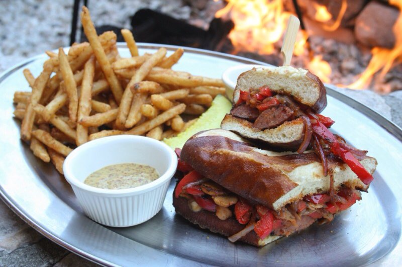Come spend #MemorialDayWeekend with us @ #SaddleRanch &amp; grab a smoked sausage sandwich! Stuffed w/ #sausage #peppers onions &amp; mushrooms 😋