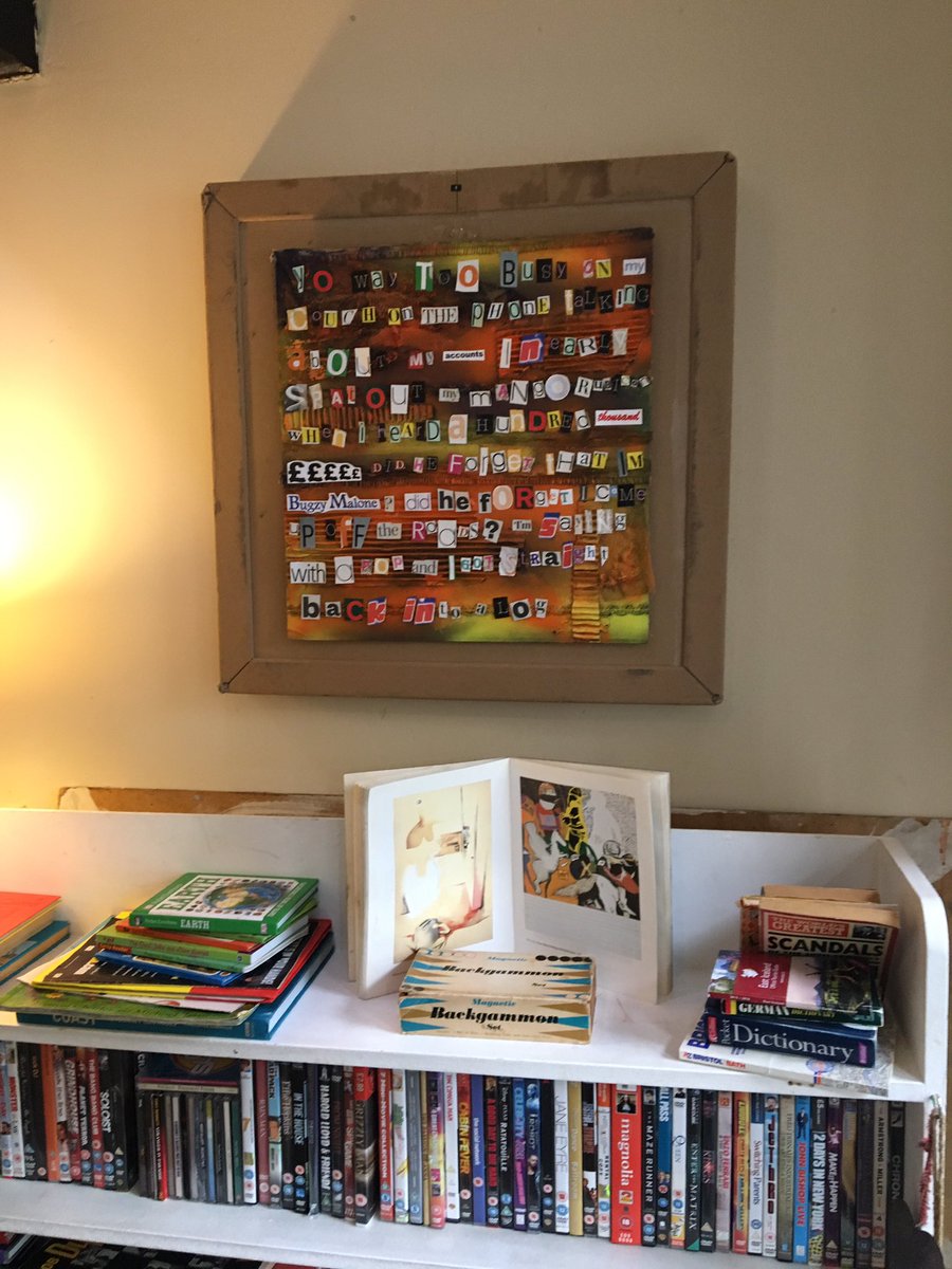 SamBP2's tweet image. Yr10 (age 15) GCSE artwork hanging in Loves Cafe Weston-super-Mare open call exhibition, staff and students very proud 😊