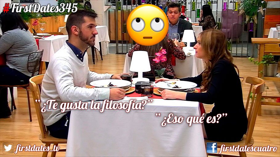 firstdates_tv's tweet photo. No se entendieron en temas de filosofía, pero de las 50 sombras se conocían unas 65 #FirstDates345 https://t.co/lU3VCVIbIv https://t.co/1IHj1Lz2BO