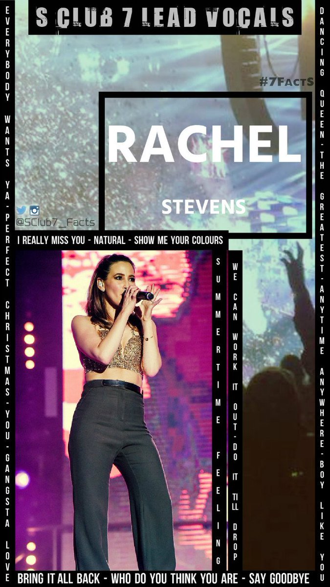 SClub7_Facts's tweet photo. @MsRachelStevens #SC7Fact: 17 songs! #ireallymissyou #natural #showmeyourcolours #boylikeyou #bringitallback #you #whodoyouthinkyouare #saygoodbye https://t.co/LjJtN2xlKD