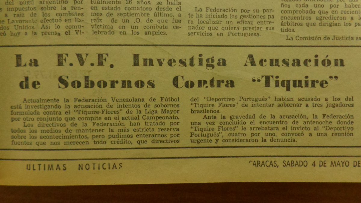 perezeliezer's tweet photo. 1963 Primer caso de soborno en el #futve con un equipo que ya no existe: #TiquireFlores de #LaVictoria #Aragua (pero al final no pasó nada) https://t.co/dwMHE9Gbs7