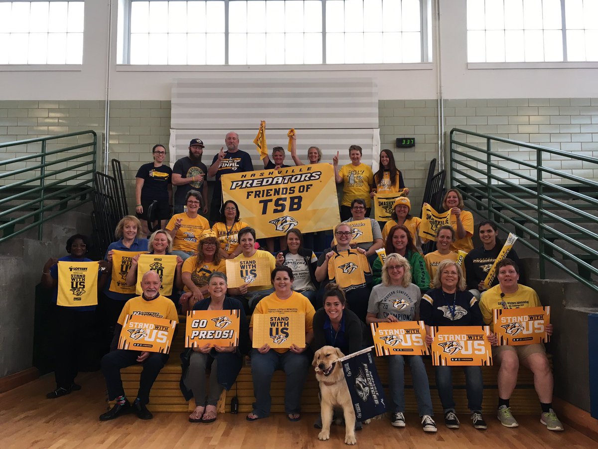 TSB_PE's tweet photo. @PredsNHL The Tennessee School for the Blind Stands With You in your chase for the cup! #LetsGoPreds https://t.co/goKJ16VDaH