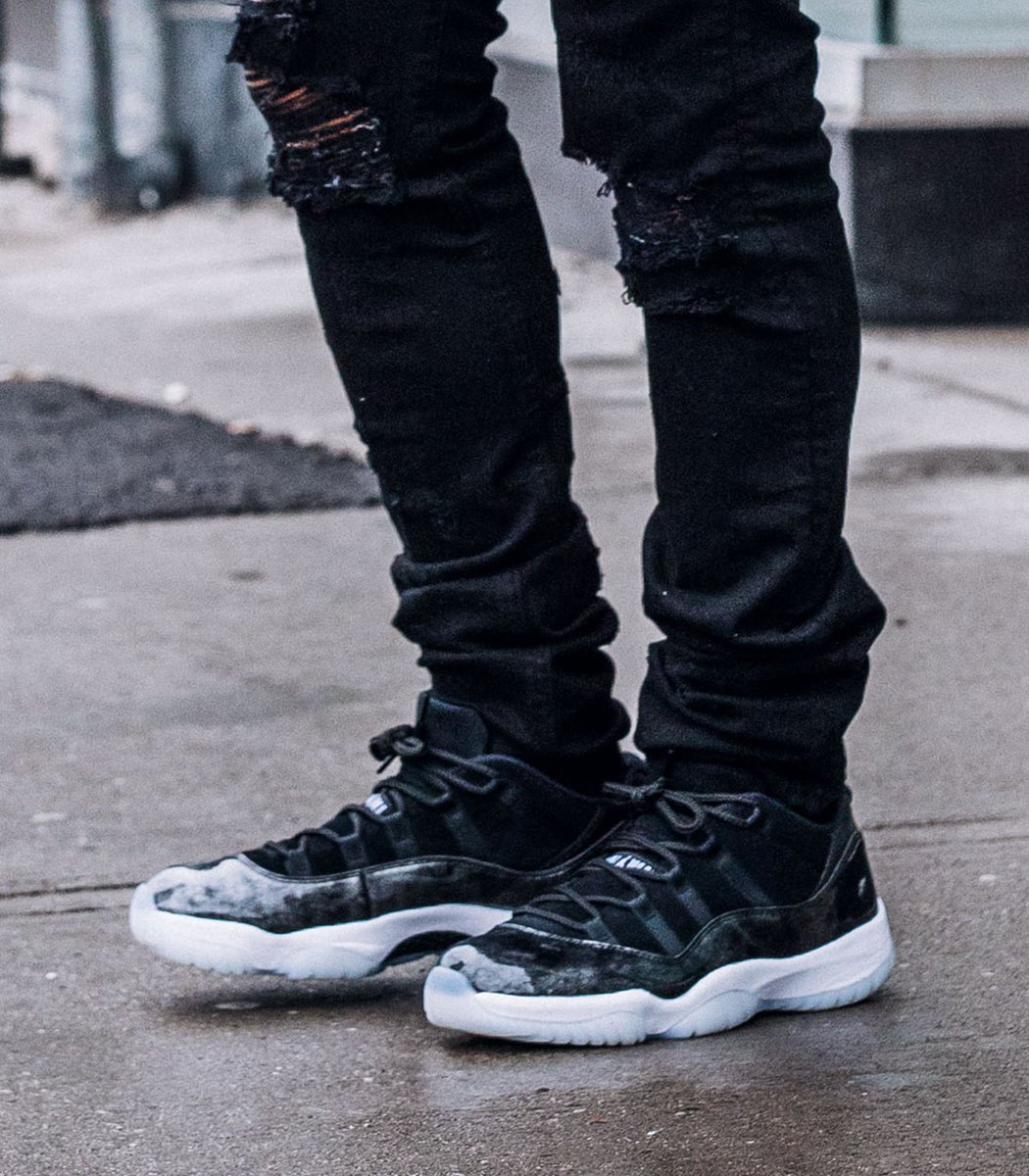 jordan 11 low barons on feet