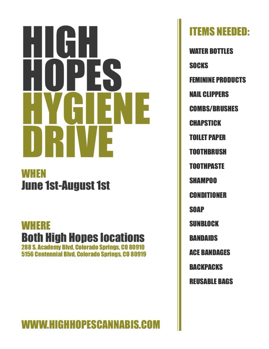 Stop by and donate to receive 10% off your total purchase! 288 S. Academy Blvd, 80910
Or 
5156 Centennial Blvd, 80919