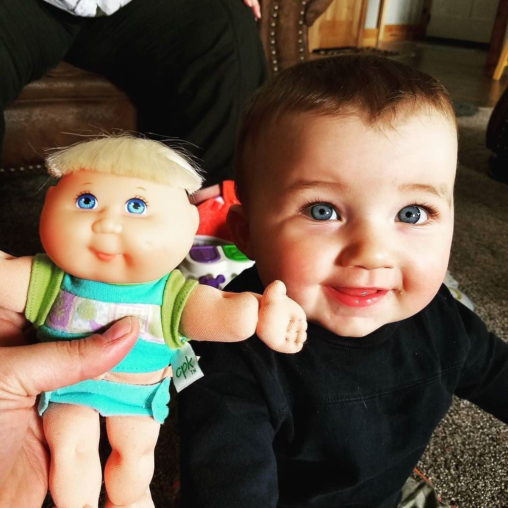 mafamilystrong's tweet photo. We like to call this little guy our Cabbage Patch doll. Aside from the weird blonde mop of hair on the doll, I thi… https://t.co/rWyPWbdsfd https://t.co/mV3QHTSfLF