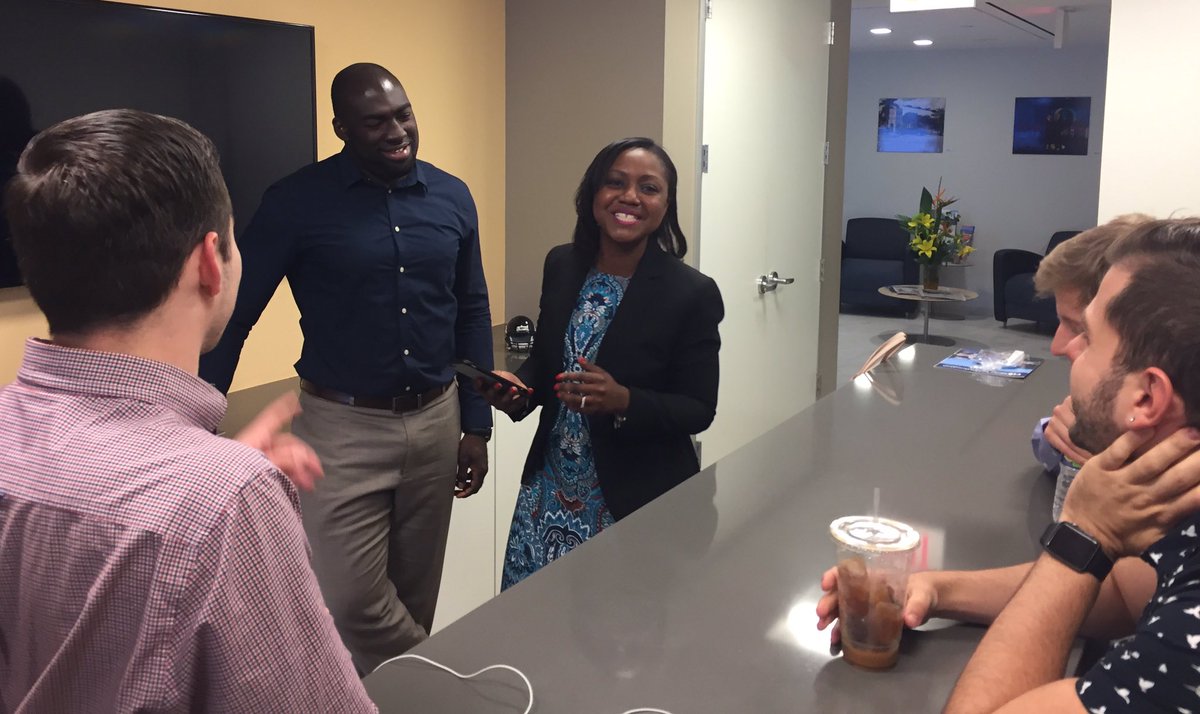 FIUdc's tweet photo. "There's no way i'd be sitting here without @fiu" -- Providence Napoleon, w hubby Wendy @FIUSGA @FIUalumni visiting #FIUinDC #chillfactory https://t.co/wc41pHGTLz