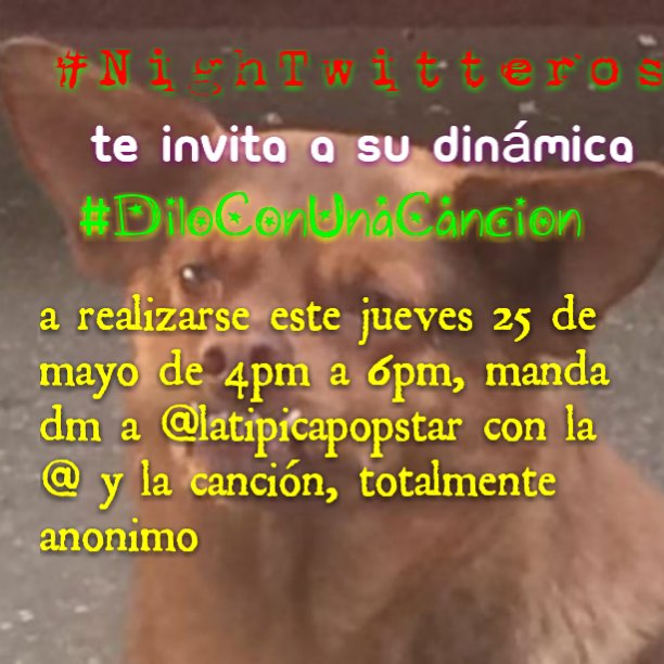 Rousaurio's tweet photo. A quien le dedicaron una canción en la dinámica de #NighTwitteros?
Manden su link de la canción y el @ de la persona a quién va dedicada https://t.co/Wc56Xeq6Og