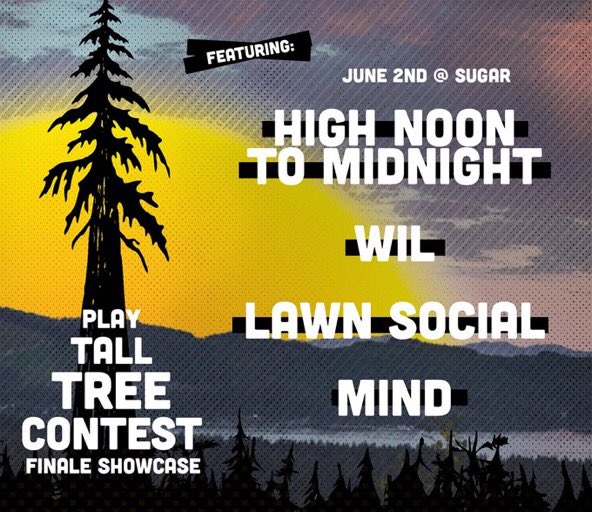 Talltreemusic's tweet photo. Announcing the #PlayTallTree 2017 finalists who perform Friday, June 2nd at @sugar_nightclub | Free Event! - support local music. https://t.co/X4FYTR08ar