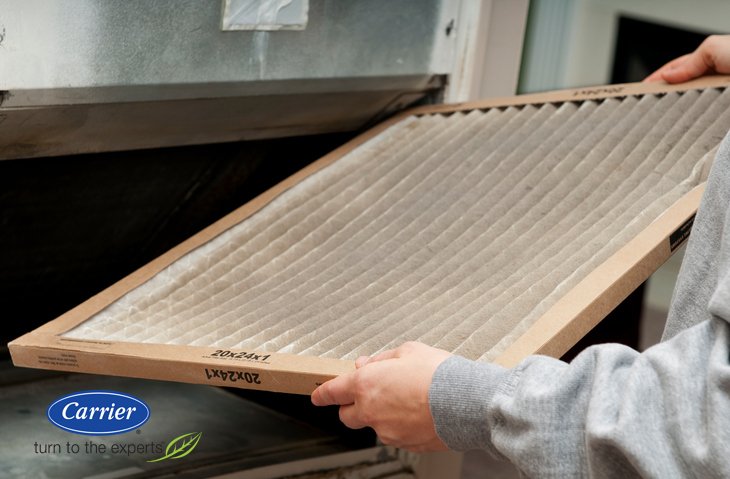 CarrierAtHome's tweet photo. Does your filter look like this? Having a dirty filter can cause avoidable wear and tear on your system – change yours today. #CarrierTips https://t.co/4jhAfC2E1I