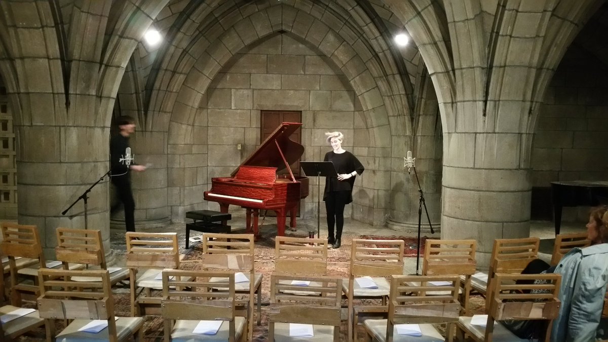 mark_s_travis's tweet photo. Set up for my first recording at #TheCrypt .  Works for #voice &amp; #piano with Nathaniel LaNasa &amp; Lucy Dhegrae. #deathofclassical https://t.co/LVeLzmTxKW