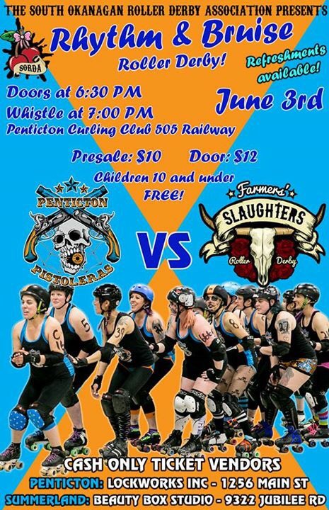 Penticton Pistoleras (@pistolerasrdc) on Twitter photo Join us for the last bout of the season when we take on <a href="/osrda_derby/">Farmers' Slaughters</a>!@pentictonrec <a href="/cityofpenticton/">City of Penticton</a> <a href="/DTPenticton/">Downtown Penticton</a> #rollerderby #rhythm&bruise Join us for the last bout of the season when we take on <a href="/osrda_derby/">Farmers' Slaughters</a>!@pentictonrec <a href="/cityofpenticton/">City of Penticton</a> <a href="/DTPenticton/">Downtown Penticton</a> #rollerderby #rhythm&bruise