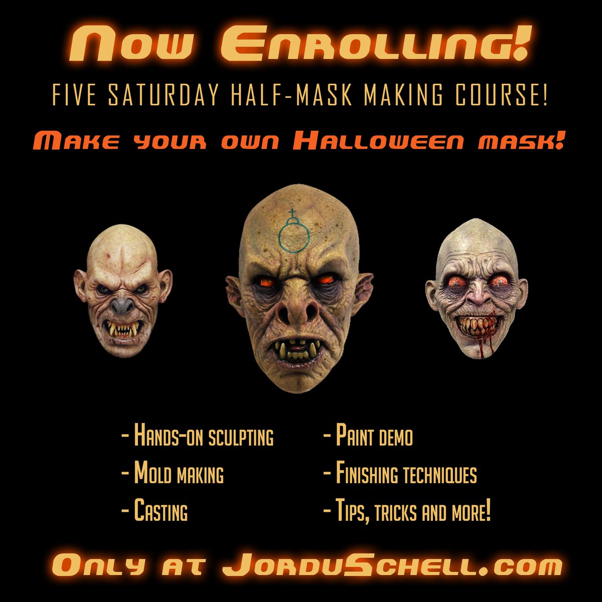 NOW ENROLLING! Five Saturday Half Mask Class! DATES: 9/30, 10/7, 10/14, 10/21 &amp; 10/28. Go to ow.ly/Z7yi30c3dIV to enroll!