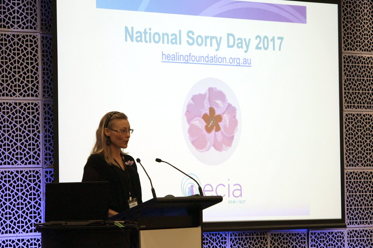 ECIAnswact's tweet photo. Brooke Joy, #Aboriginal Practice Lead acknowledged #sorryday during the opening ceremony of the 2nd day of the #ECIA2017 #Conference https://t.co/vT1czbXV2n