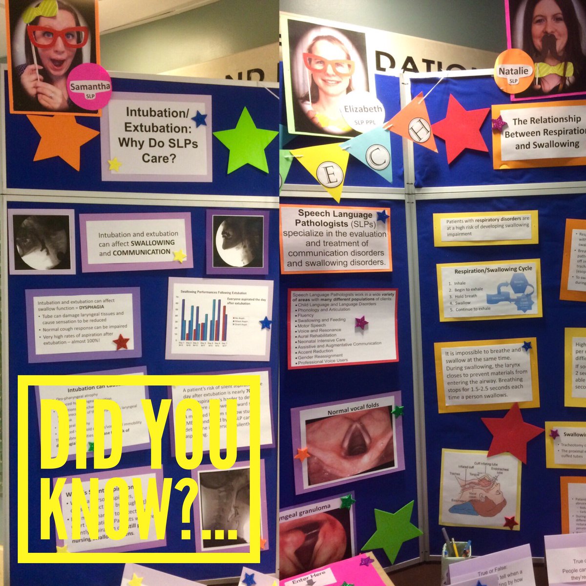 Samgp4's tweet photo. This year we focused on education about: swallowing, respiration, intubation, and SLP scope! #maymonth #mayspeak @SAC_OAC @bcaslpa https://t.co/irxy00nZuI
