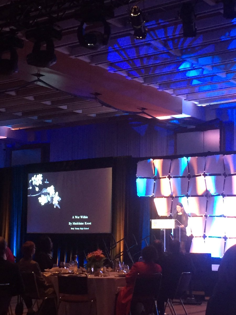 MPyo's tweet photo. Not a dry eye in the house as we listen to a brave young women tell her story. #ChampsOfEd @TLPCanada https://t.co/wJkF0HbLMb