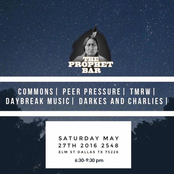 DaybreakMusicTX's tweet photo. This Saturday we will be playing w/ @tmrwband @DarkesCharlies and more at The Prophet Bar! Come out! https://t.co/KsuL95MJRO