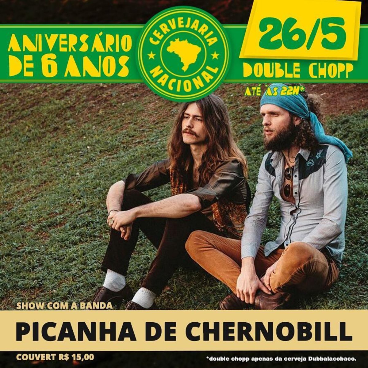 6a - 26/05 tem <a href="/picanhabanda/">Picanha de Chernobill</a> tocando o melhor do Rock e Folk no aniversário de 6 anos da <a href="/VozDoBarril/">Cervejaria Nacional</a> !! Vai perder?