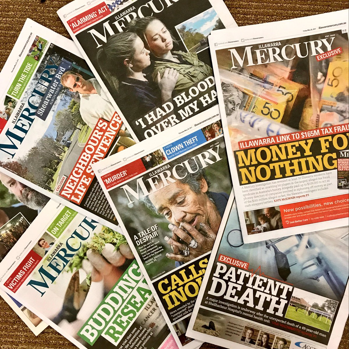 kmcilwain's tweet photo. Some of the great @illawarramerc newspaper fronts over the past fortnight. Killing it ladies @AngelaThomps0n @LisaWachsmuth @ShannonTonkin https://t.co/9f651DKPJ1