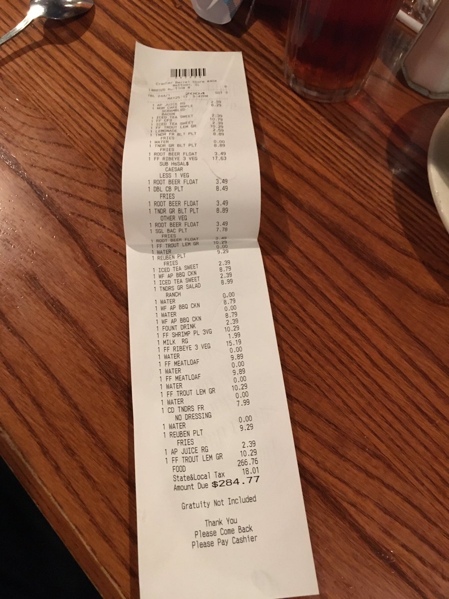 JPFisch22's tweet photo. This was the bill for my two guys and myself for dinner. What can I say, I take care of my team! $284.77 #OrphanTrack #WrongBill https://t.co/4l5YA455lC
