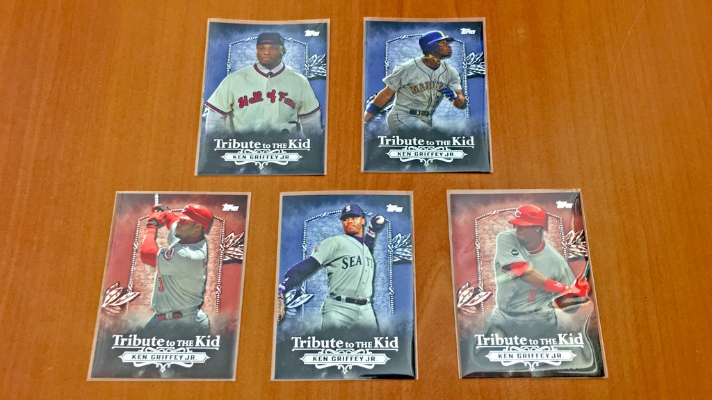 MLB's tweet photo. Want to own these Ken Griffey Jr. @Topps cards? Of course you do.

RT for your chance to win. #MLBCards https://t.co/hBB0Ue1f6a