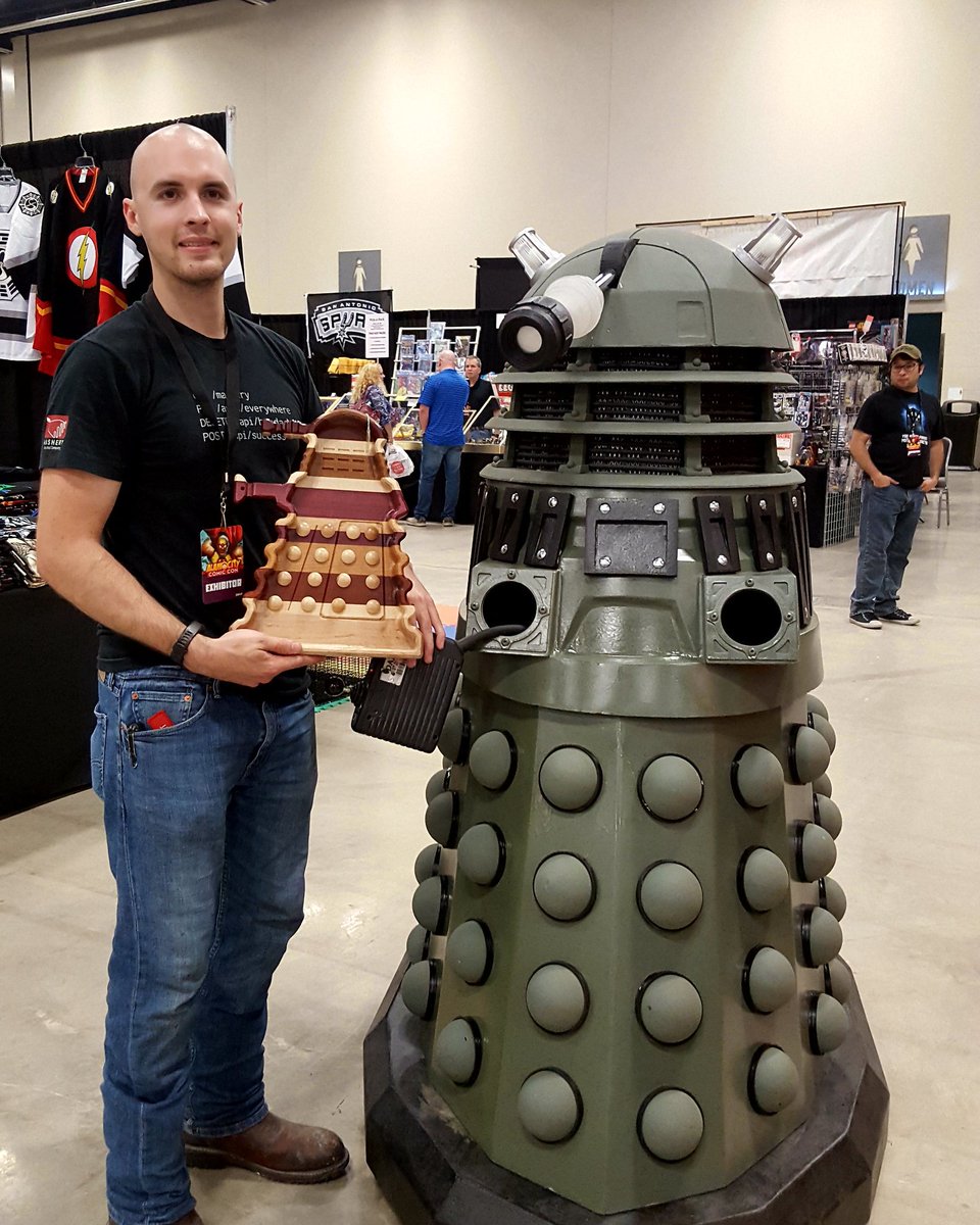 WoodByHandLLC's tweet photo. Our #dalek is not as intimidating. Come see for yourself! @alamocitycon #ACCC2017 #woodbyhand #booth726 https://t.co/aTDtK8vyLx