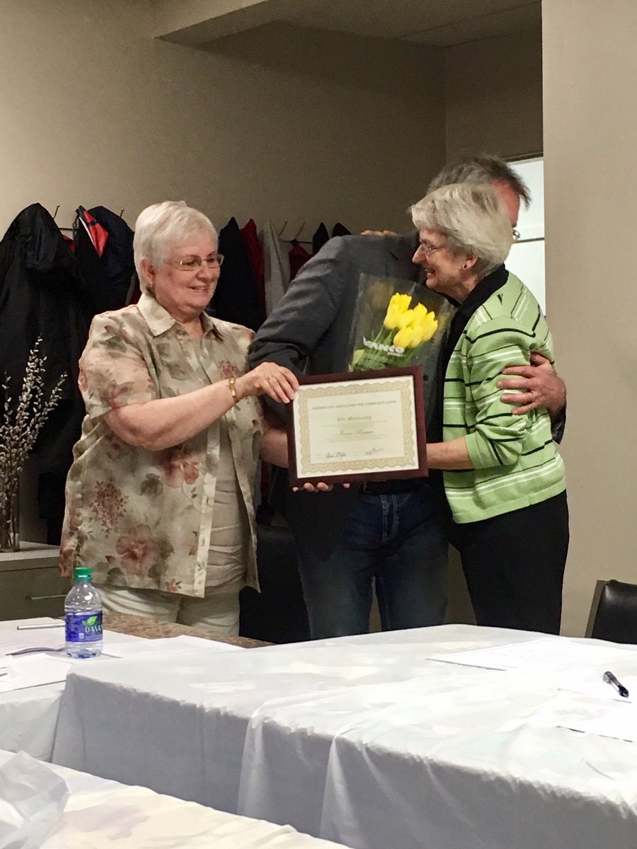 kaitlingamble's tweet photo. Congrats Irma Penner on receiving Board of Directors Recognition for dedication to #inclusion for people #justlikeyou #RightToBelong @nbacl https://t.co/su3qMybplY