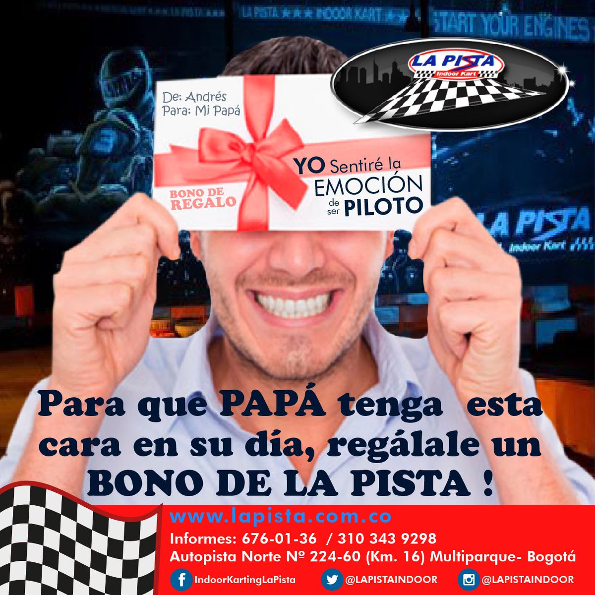 LAPISTAINDOOR's tweet photo. ¡Ven ya! y celebra con nosotros el dia del padre🏁🏎️🏎️👨🏻🧑🏻 #diadekart #diadelpadre https://t.co/RWTimgLjfX