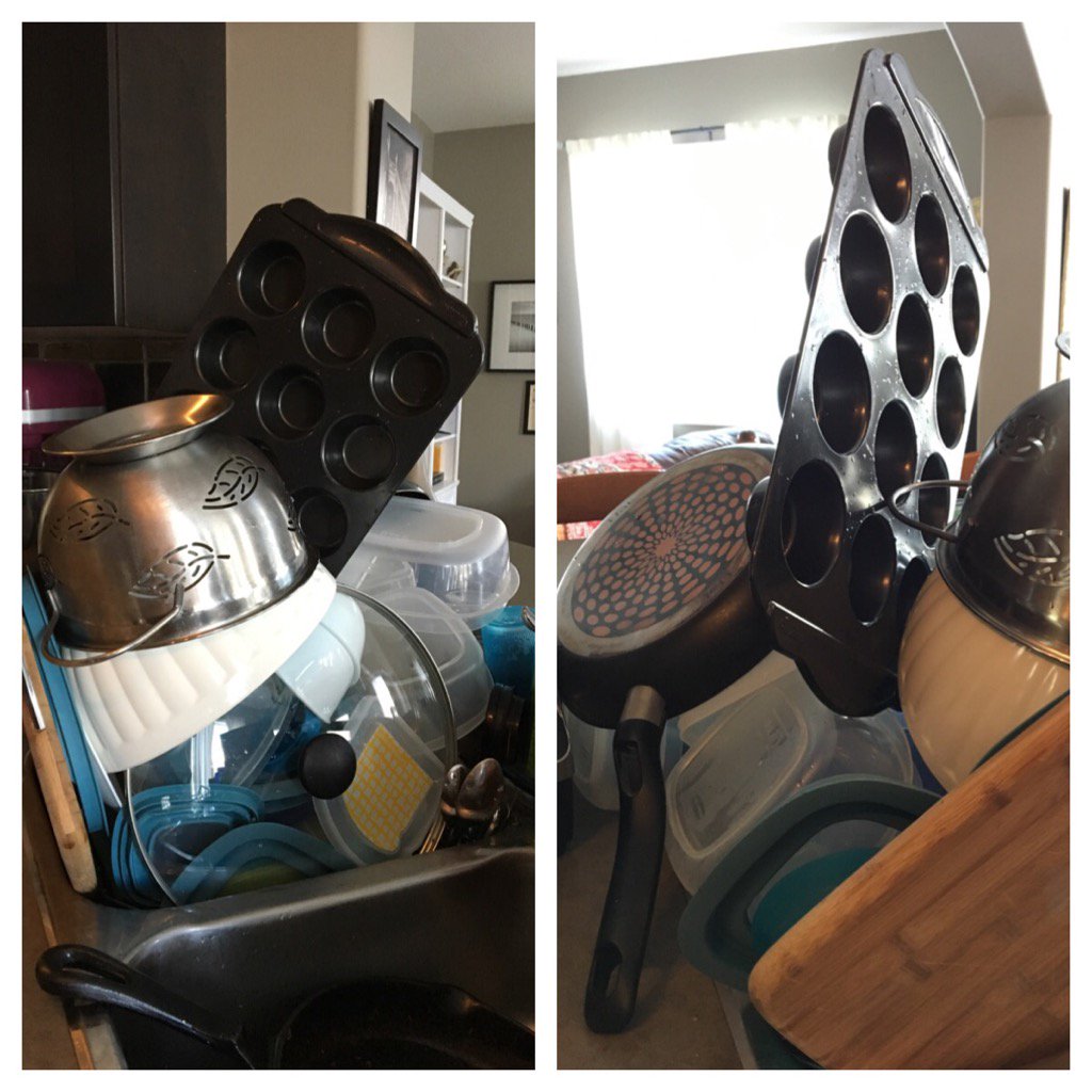 Bookishblunoser's tweet photo. I broke a dish stacking record for sure. It's about 2.5 feet high π #callguiness #dripdryordie https://t.co/oGLfwK1HV0